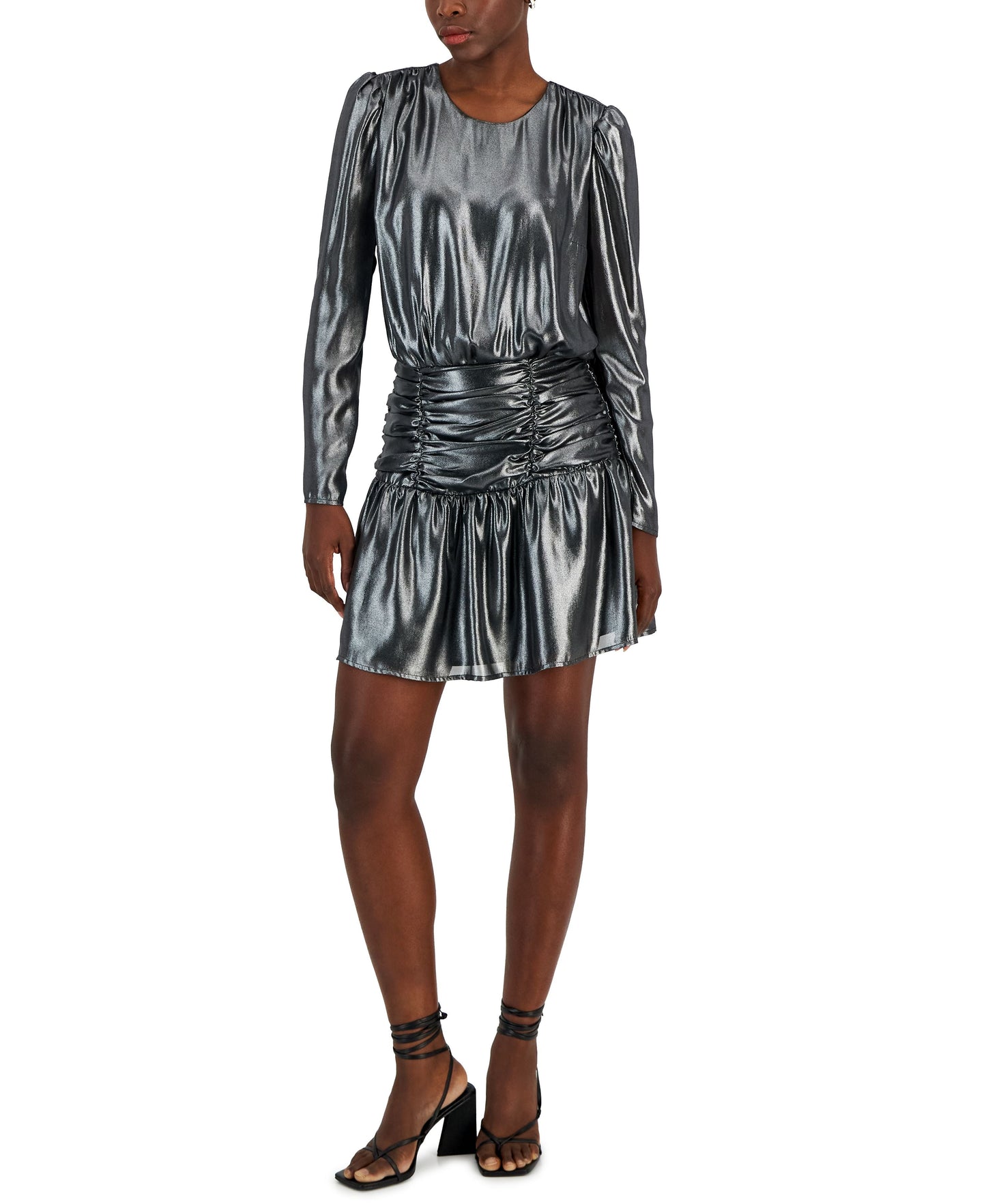 Women's Metallic Lam� Blouson Mini Dress
