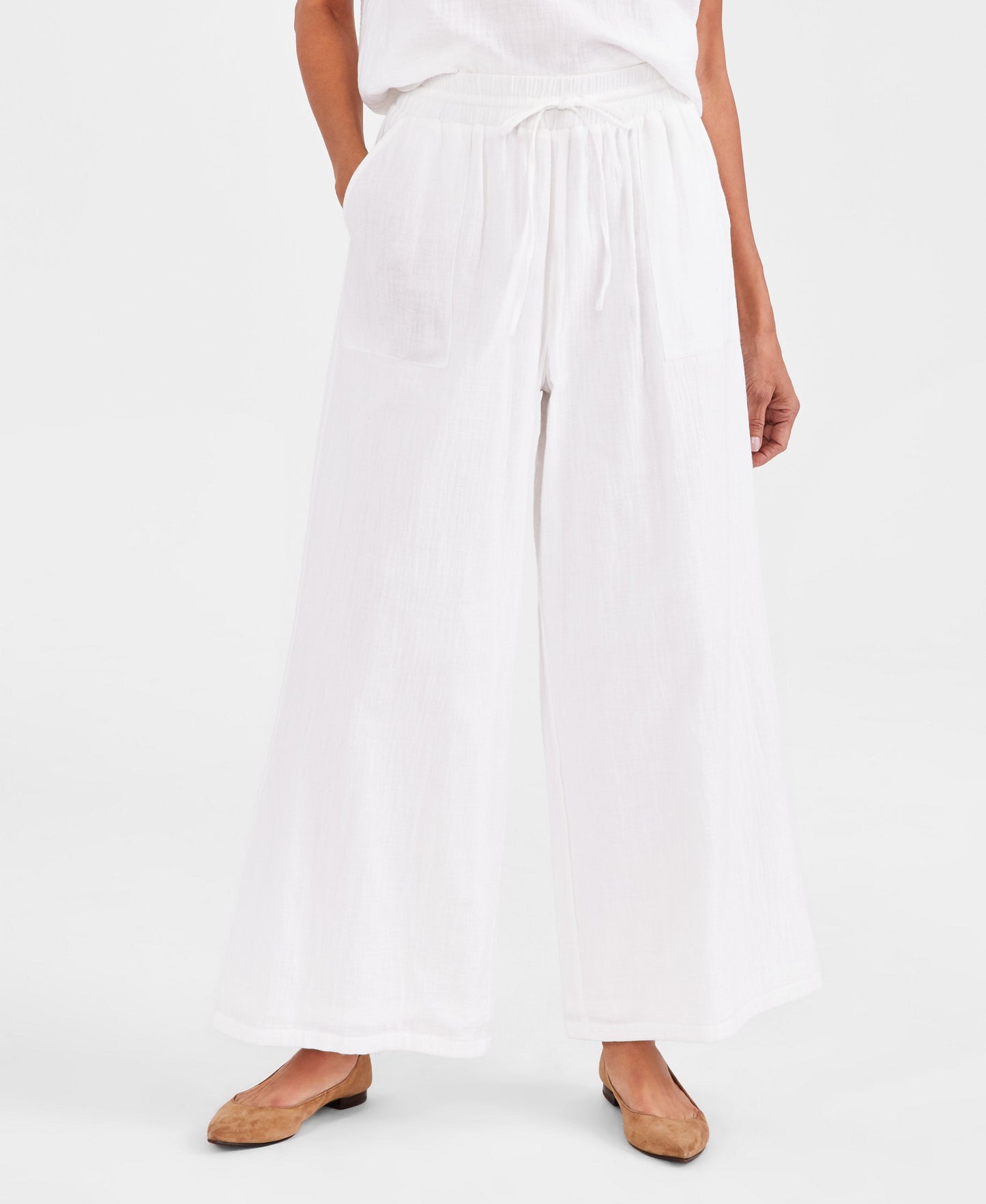 Women's Cotton Gauze Wide-Leg Pants