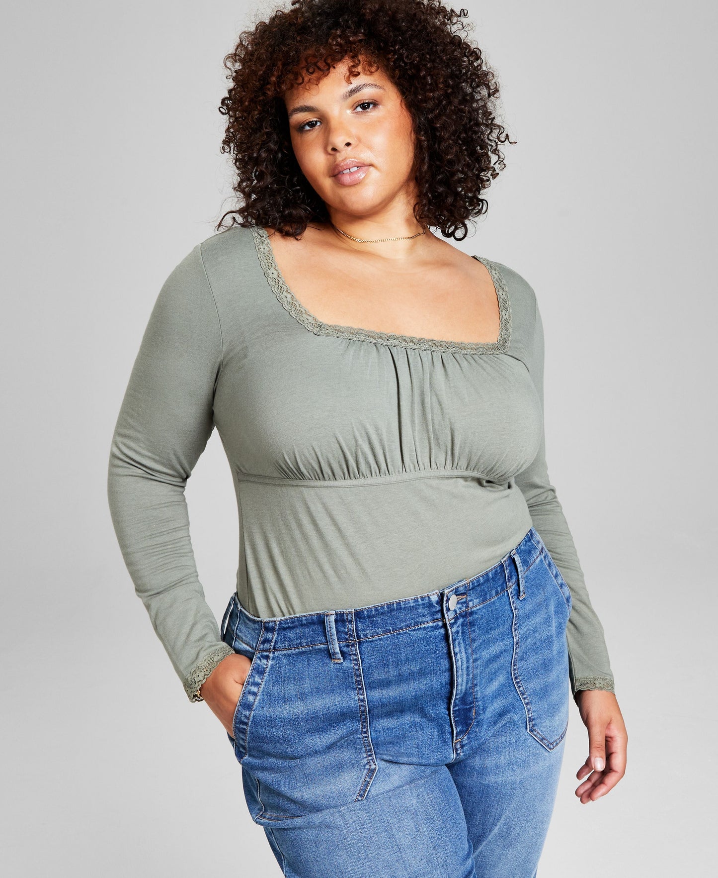 Plus Size Ruched-Knit Top