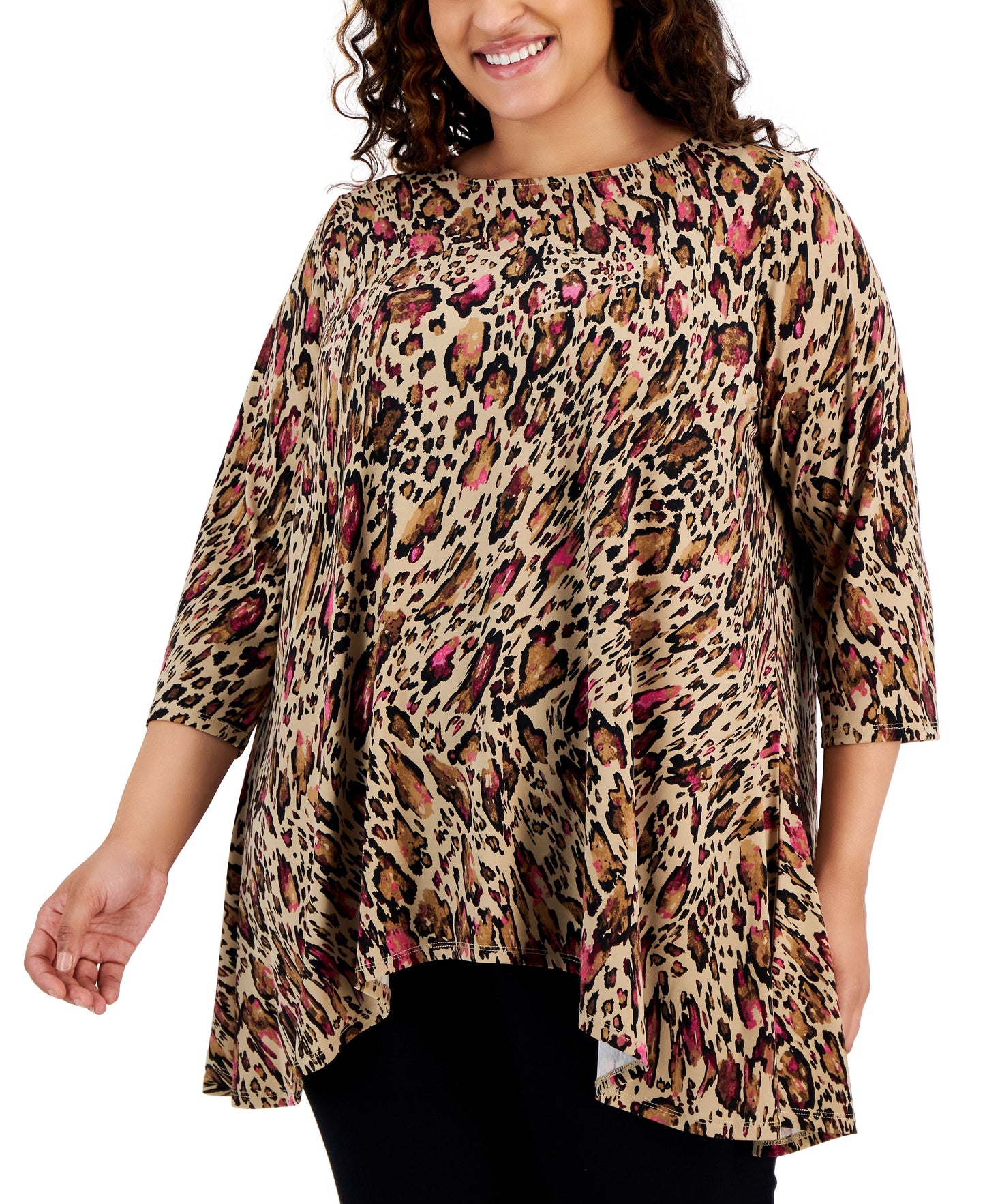 Plus Size Animal-Print Swing Top