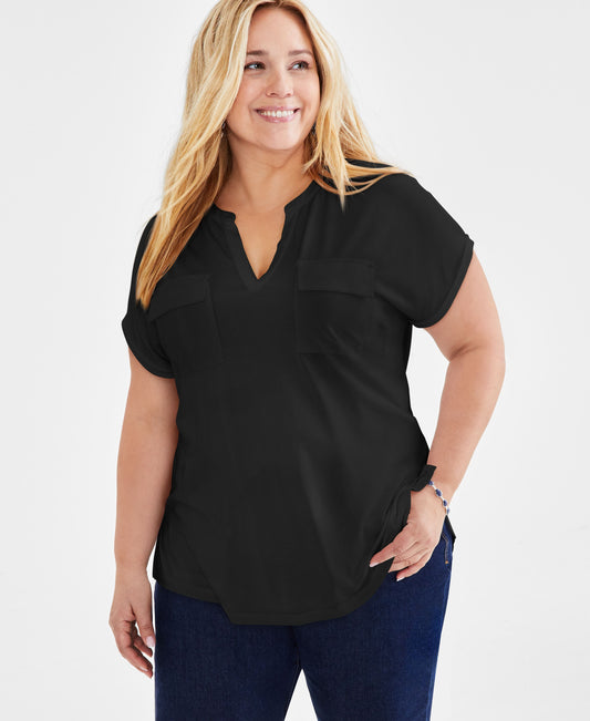 Plus Size Knit Camp Shirt