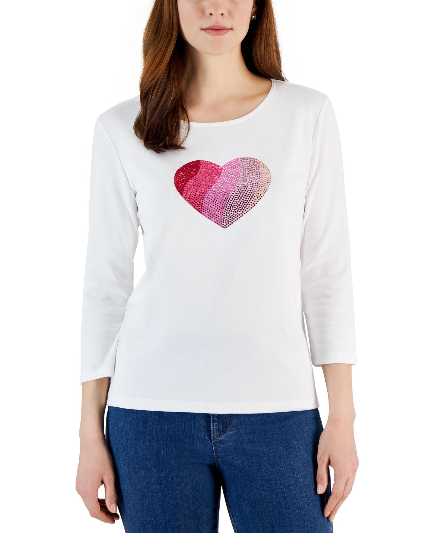 Women's Gem Heart Graphic Pullover Top
