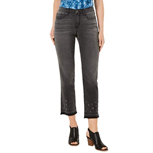 Grommet-Trimmed Straight-Leg Cropped Jeans