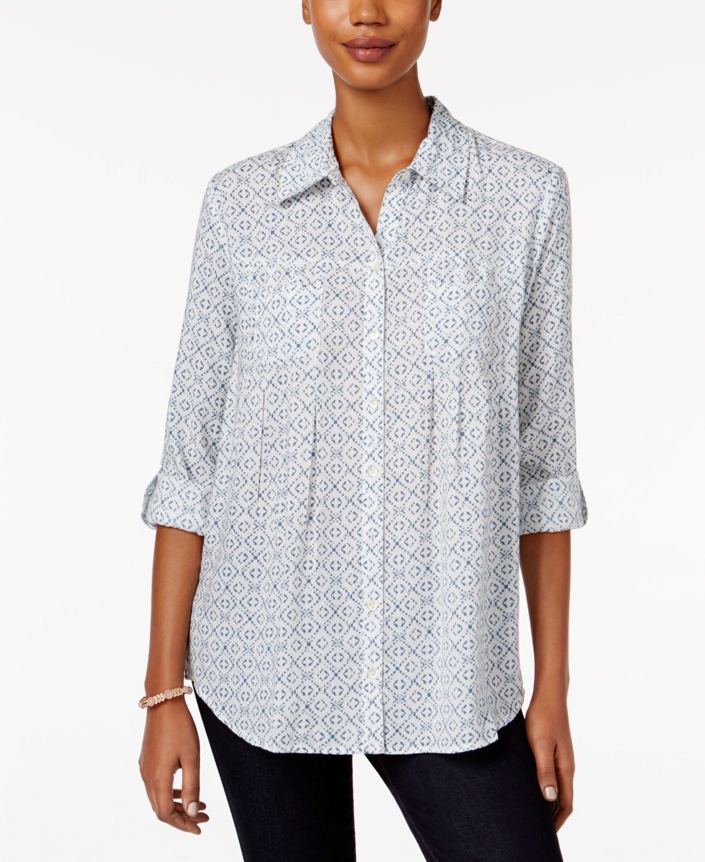 Style & Co Petite Mixed Print Shirt