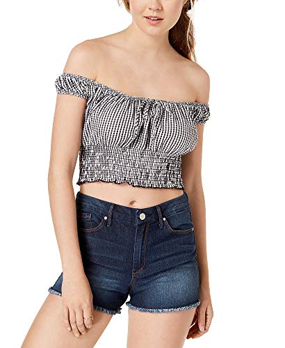 Juniors' Off-The-Shoulder Smocked Crop Top