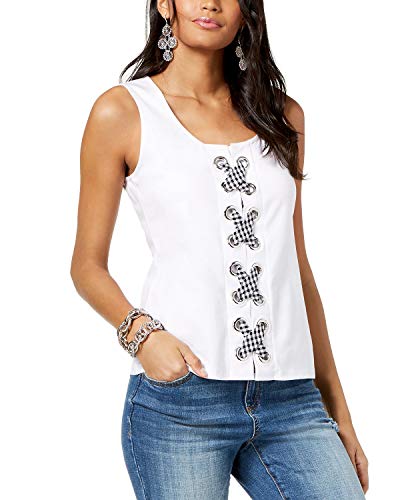 INC Gingham Lace-Up Tank Top