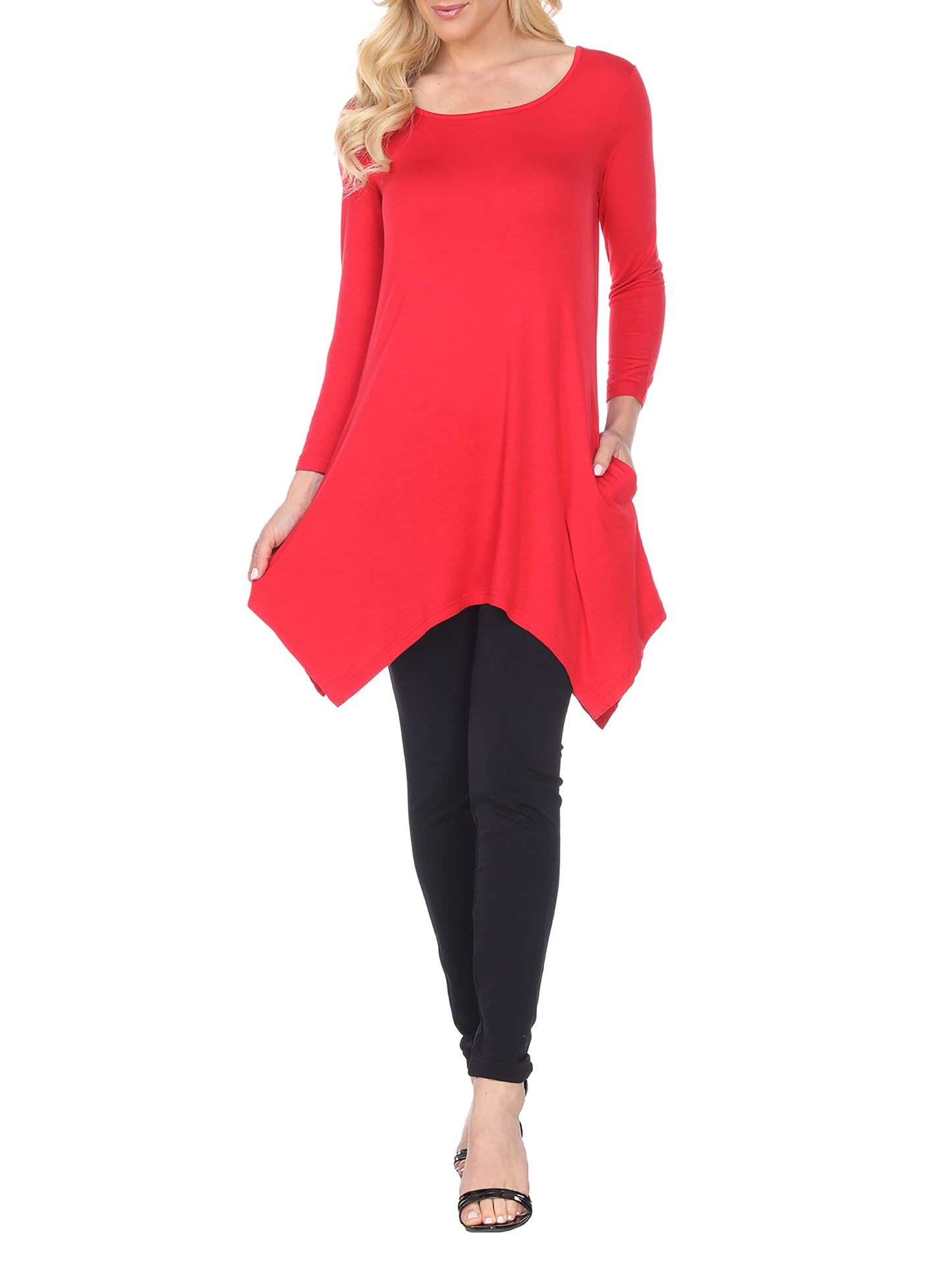 White Mark Womens Solid Color Tunic Top