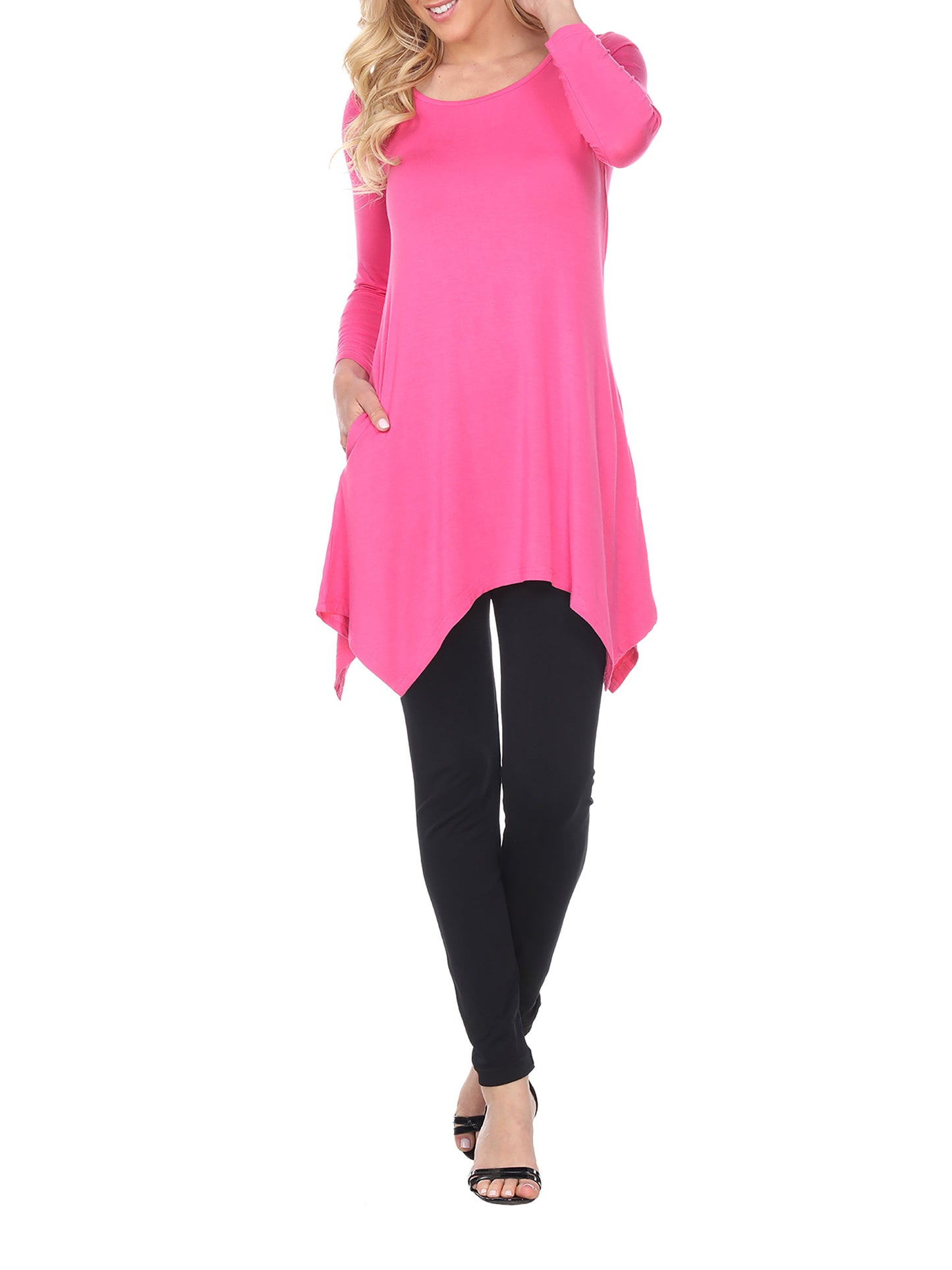 White Mark Womens Solid Color Tunic Top