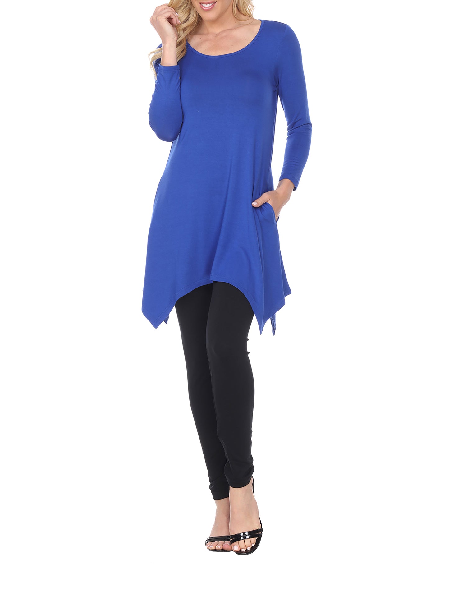 White Mark Womens Solid Color Tunic Top