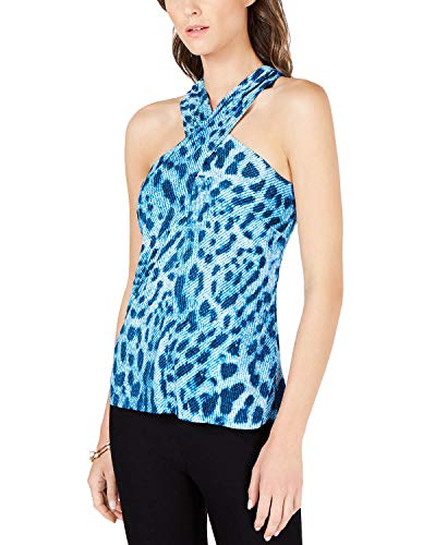 INC Leopard Crisscross Halter Top