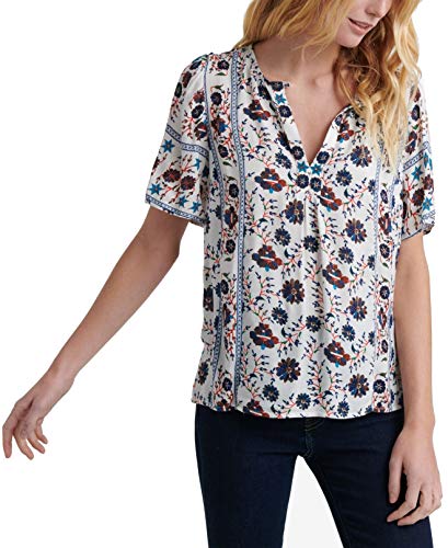 Mixed-Print V-Neck Top