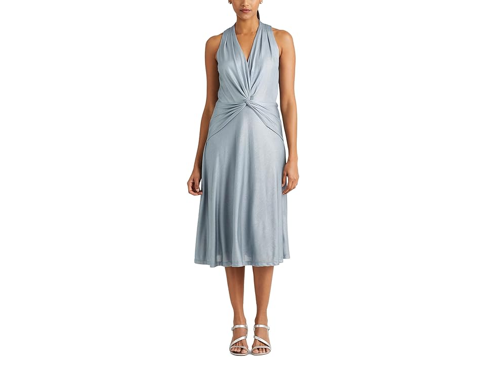 Women's Foil-Print Jersey Twist-Front Cocktail Dress