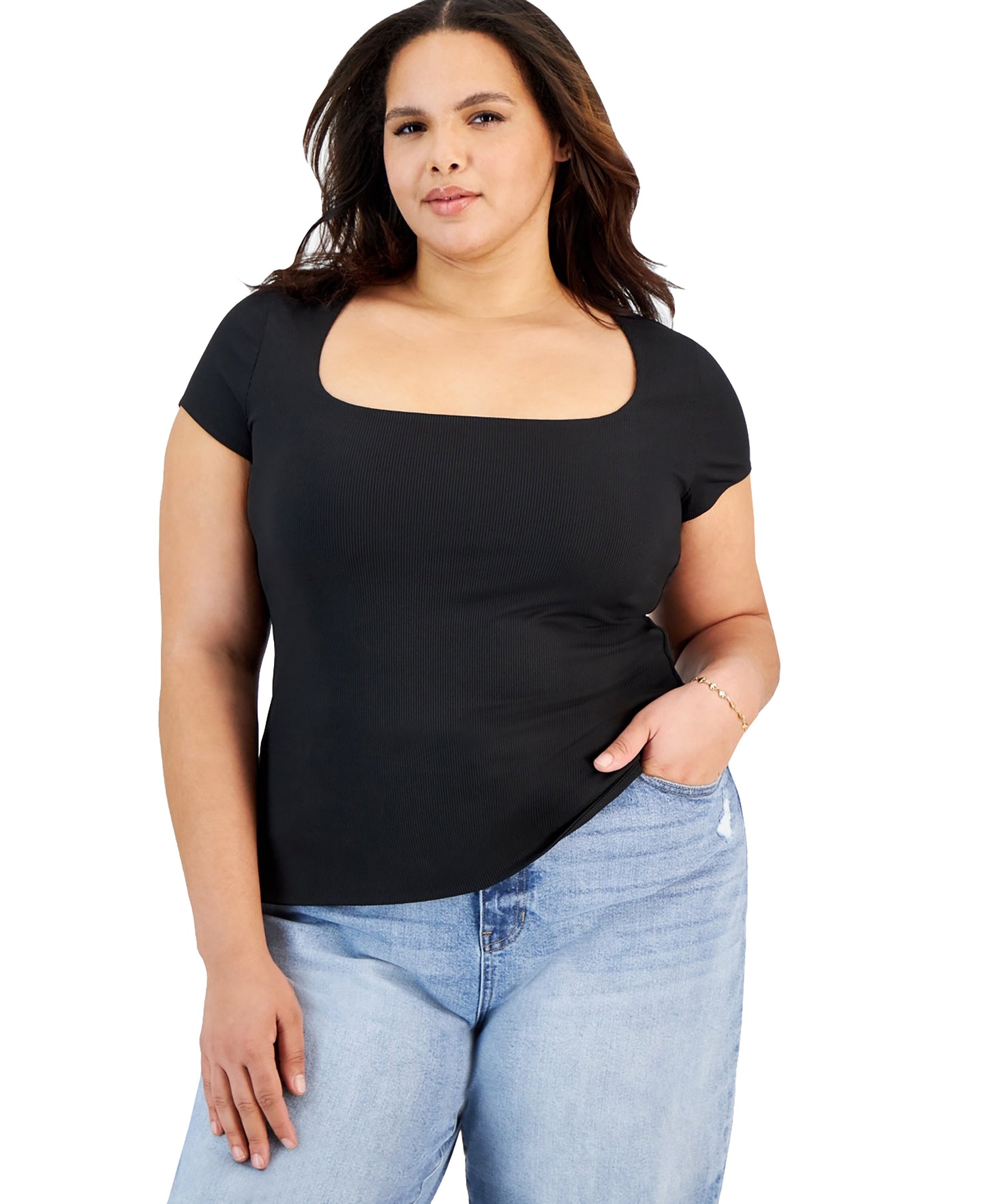Trendy Plus Size Square-Neck Top