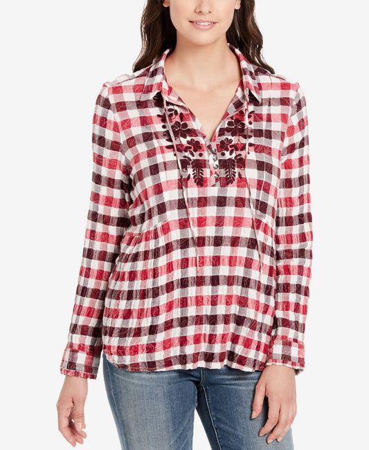 Vintage America Astrid Checked Top
